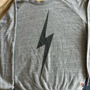 Aviator Nation gray black bolt crew neck sweatshirt large